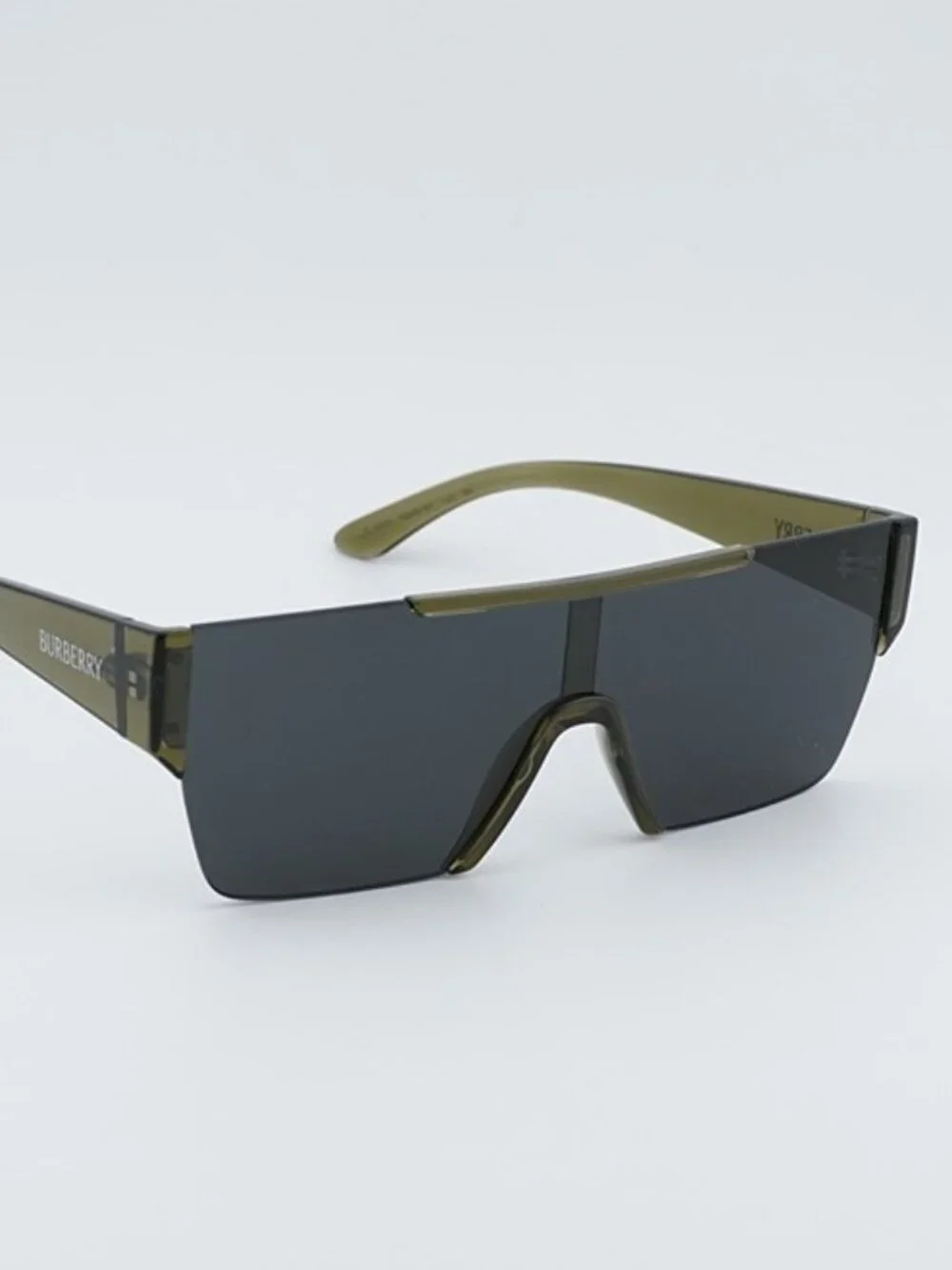 Burberry BE4291 42687 Sunglasses Green Shield Frame, Grey Lenses
